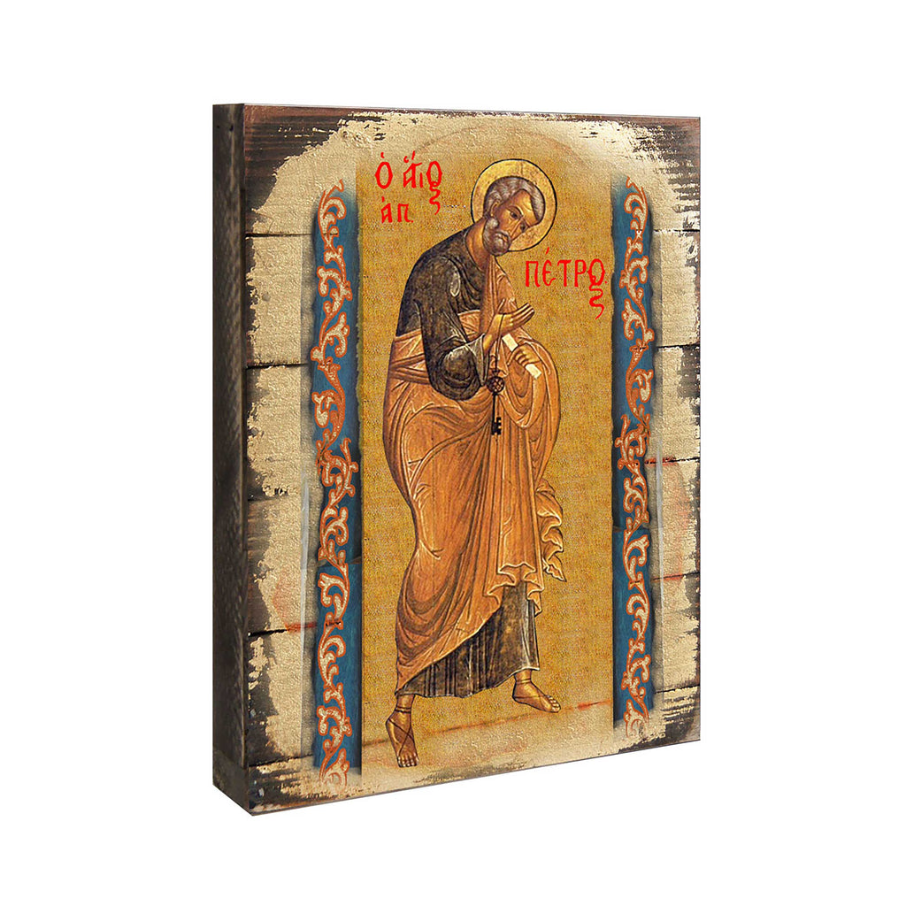 Saint Peter Wooden Gold Plated Religious Christian Sacred Icon - Inspirational Icon Decor - 85042
