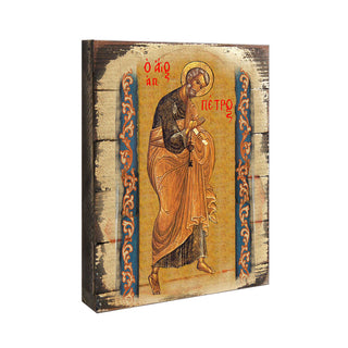Saint Peter Wooden Gold Plated Religious Christian Sacred Icon - Inspirational Icon Decor - 85042
