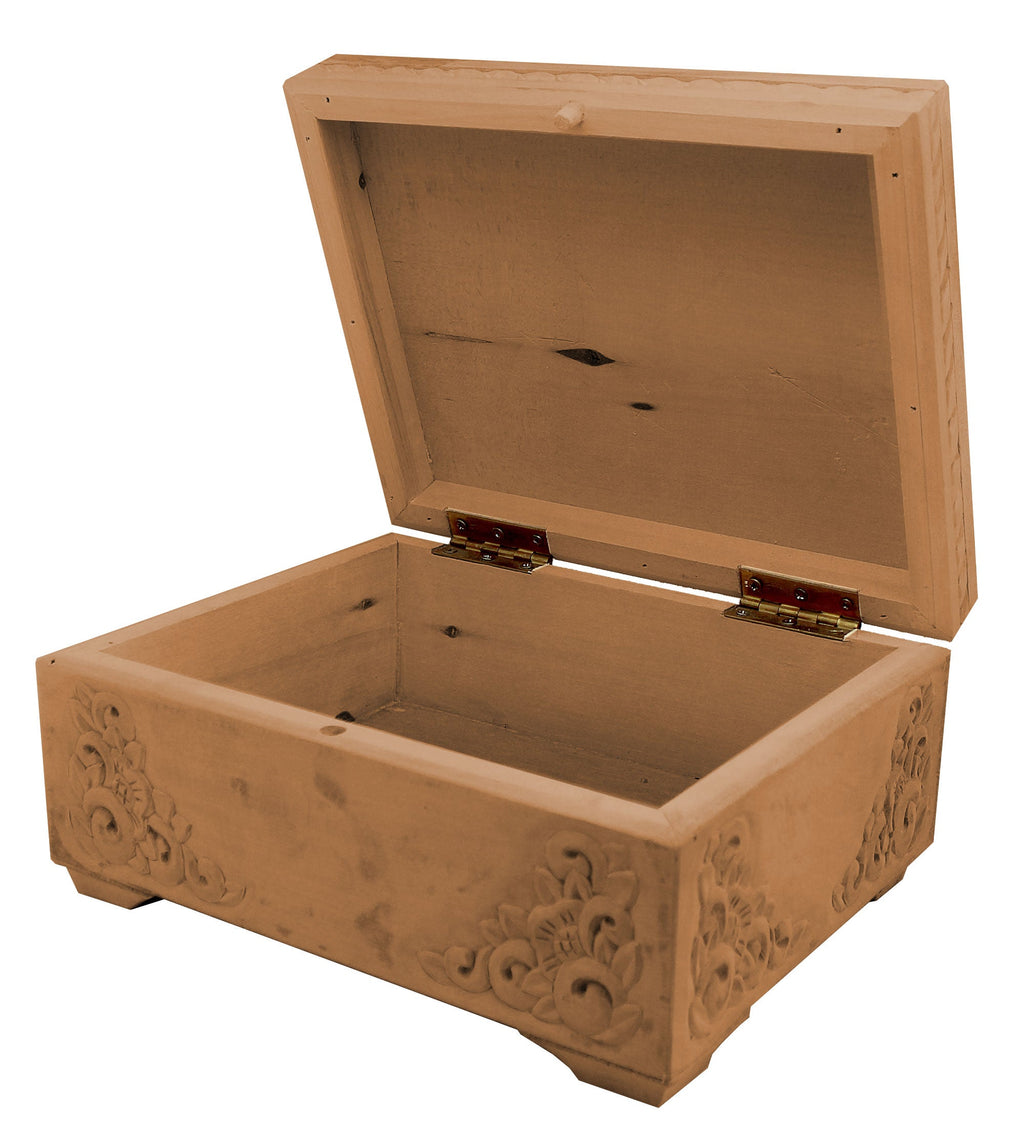 One-of-a-Kind Wood Carved Decorative Chest Large Box 10x7.5x8
