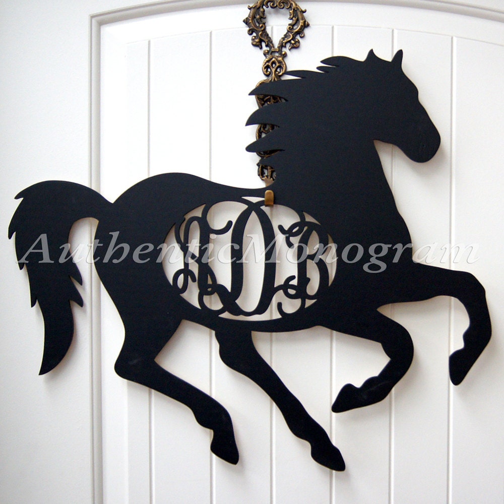 Wooden Horse Silhouette 3 Letter Unpainted Personalized Monogram for Home Decor, Christmas Gift, Birthday Gift, Cowgirl Gift, Cowboy gift