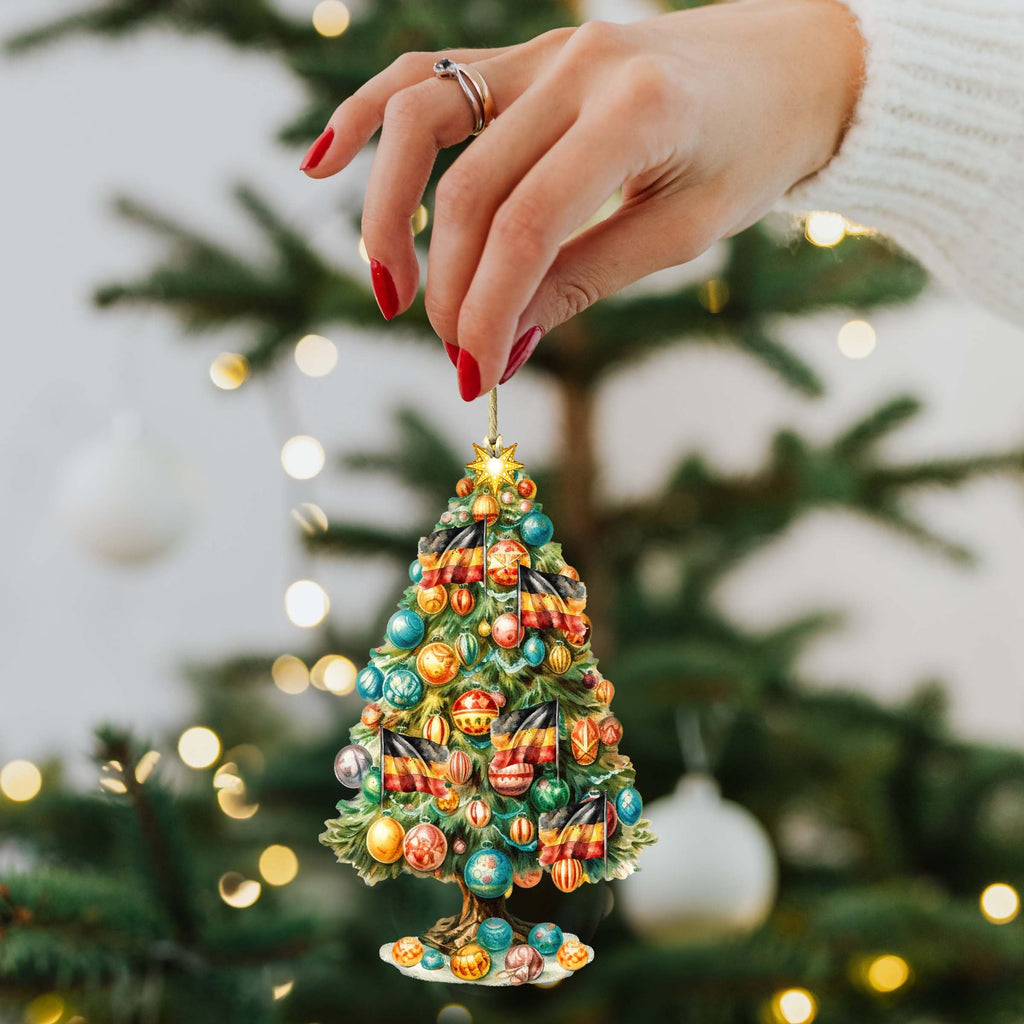 Santas Around the World - German Inspired Santa - Eco Wood Ornaments Set of 3 by G. DeBrekht Christmas Santa Snowman Decor - 8091304S3