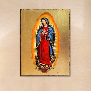 Lady of Guadalupe Wooden Gold Plated Religious Catholic Sacred Icon - Inspirational Icon Decor - 85032