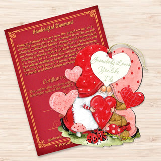 Valentine Gnome Wooden Ornaments by Susan Winget - Love Family and Kids Decor - 8471122-SW