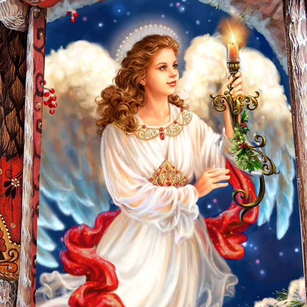 Angel in the Arch Santa Hand-Painted WOODCARVED Figurine by D. Gelsinger - Nativity Holiday Decor - 242112-1322