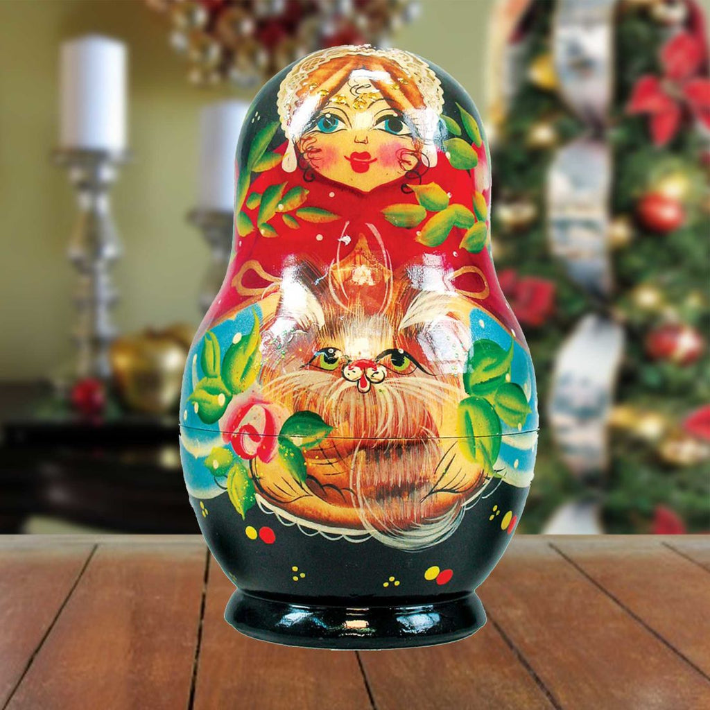 Kitty Cats Matreshka Nesting Hand-Painted Dolls Set of 5 by G. DeBrekht - Pets Dog and Cats Decor - 120059