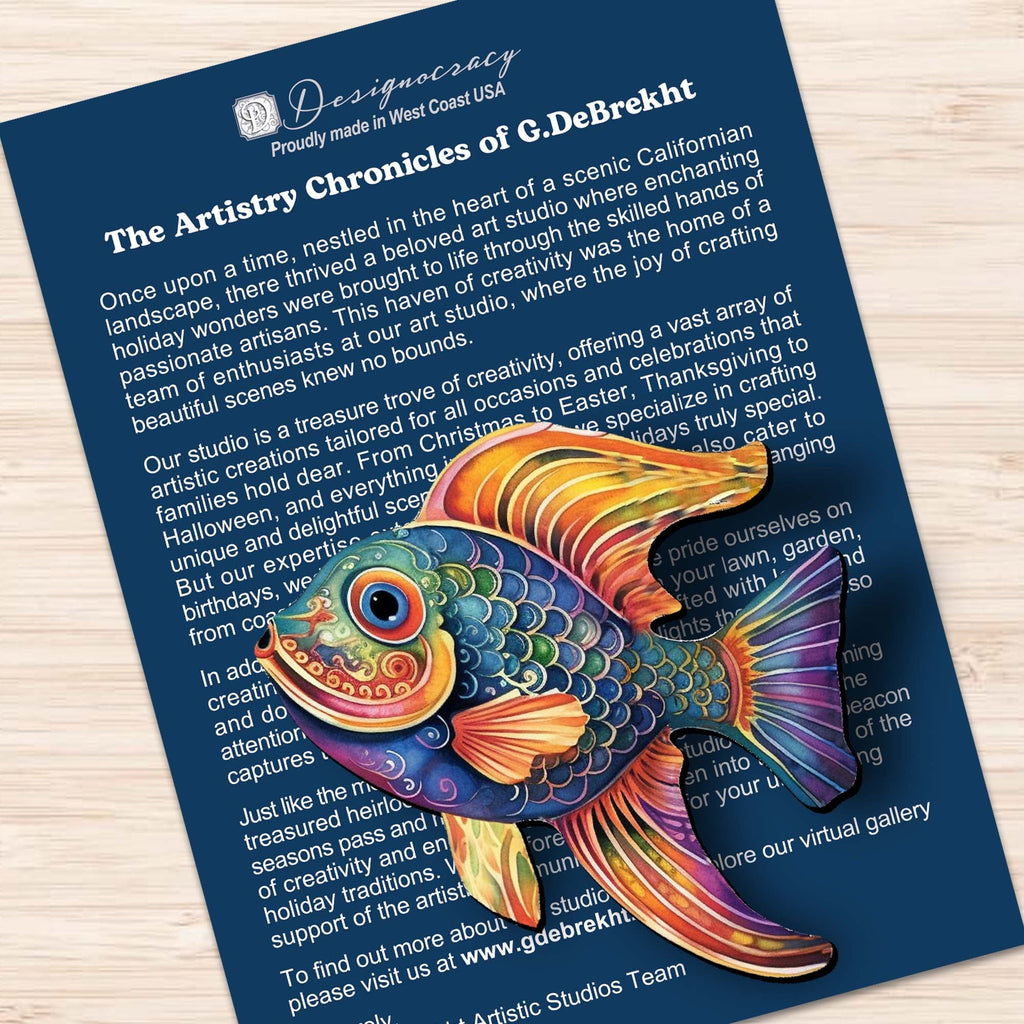 Coastal Fish Clip-On Eco Wood Decorative Ornaments Set of 3 by G. Debrekht - Coastal Decor - 8091034C-S3