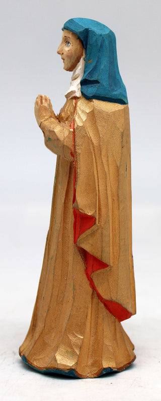 One-of-a-Kind of Women WOODCARVED Handpainted Figurine 1.75 X 1.75 X 5