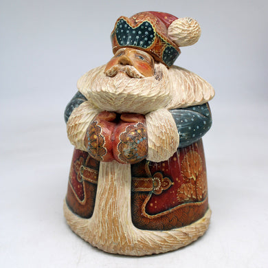 One-of-a-Kind Winter Friend Santa WOODCARVED Figurine 6.5x4.5x4