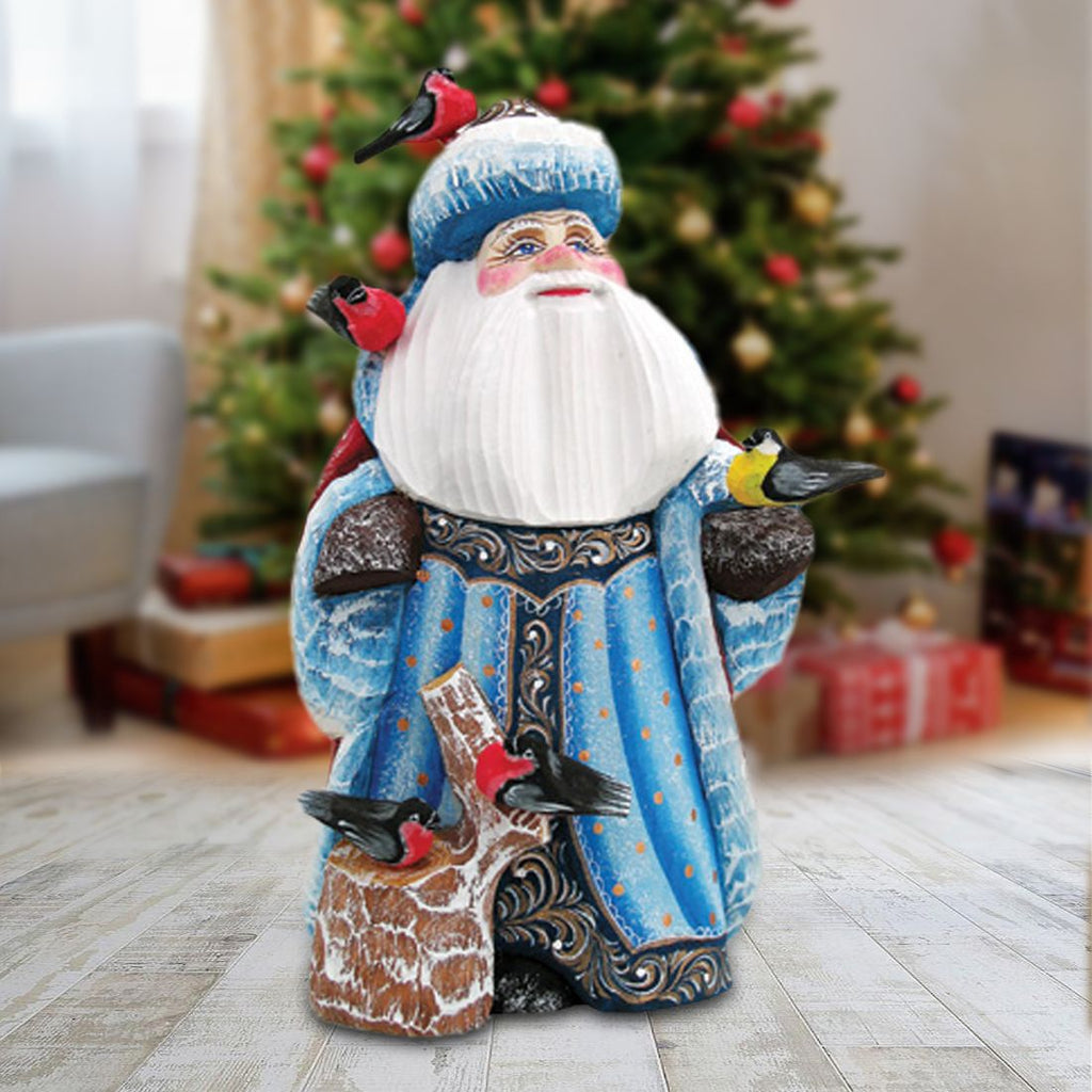 Feathered Friends Santa Hand-Painted WOODCARVED Masterpiece by G. DeBrekht - Wildlife Holiday Decor - 821023