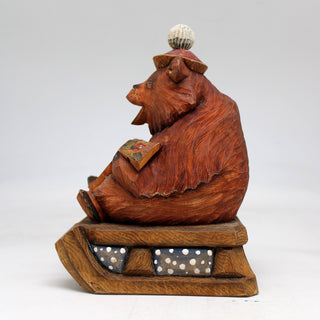 One-of-a-Kind Bear with Balalaika WOODCARVED Figurine 6x45x35 by GDeBrekht - Unique Handcrafted and Handpainted Collectible