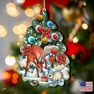 Forest Christmas Tree Wooden Ornaments by G. DeBrekht - Wildlife Holiday Decor - 8119182