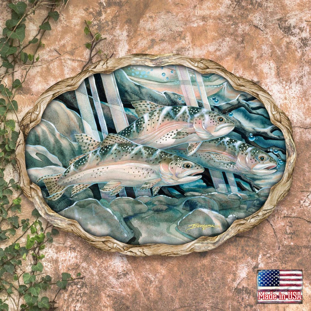 Catch the Rainbow Trout Wildlife Wall Art - J. Bergsma - Wildlife Holiday Decor - 8591674W-JB