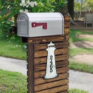 Nautical Coastal Wooden Personalized House Number Sign by G. Debrekht - Coastal Sea-Life Decor - Handcrafted Wooden Handcrafted Wooden Address Sign - MA98526