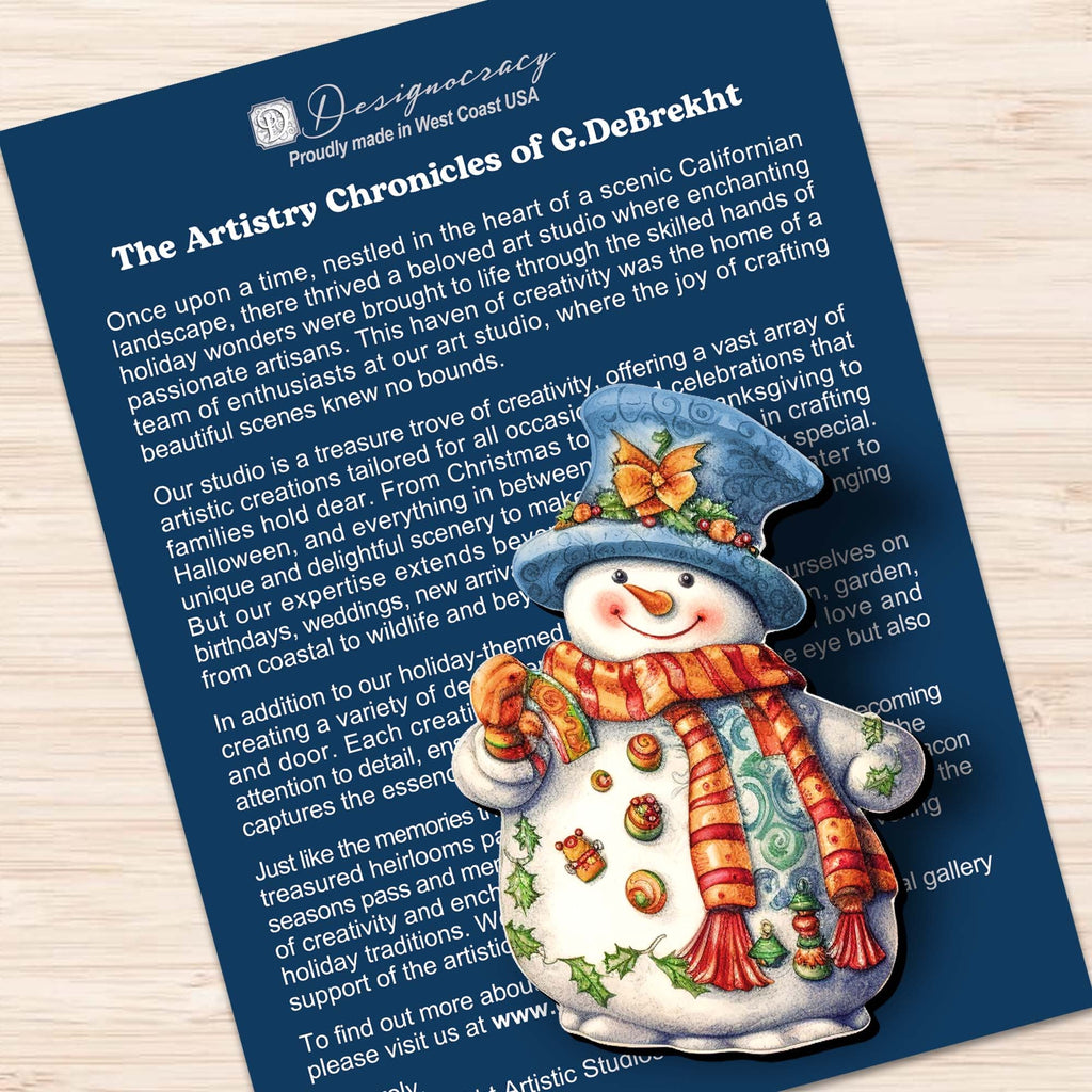 Snowman Clip-On Eco Wood Decorative Ornaments Set of 3 by G. Debrekht - Christmas Decor - 8091023C-S3