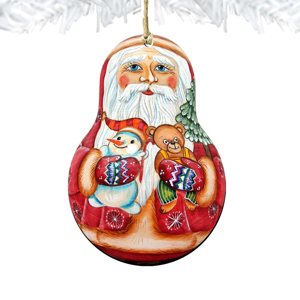 Santa Doll Christmas Wooden Ornaments by G. DeBrekht - Christmas Santa Snowman Decor - 8115011