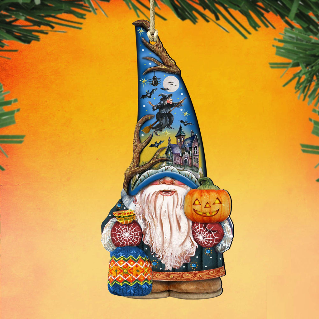 Fall Gnome Dwarf Wooden Ornaments by G. DeBrekht - Thanksgiving Halloween Decor - 8611016