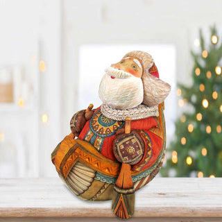 On River Boat Santa Hand-Painted WOODCARVED Masterpiece by G. DeBrekht - Christmas Decor - 216530 - SPECIAL ORDER