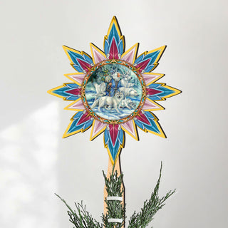 Cool Winds Father Winter Animals Tree Topper Wooden Decor by J. Bergsma - Santa Snowman Decor - 89521-JB