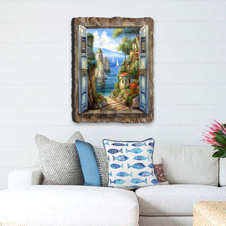 Seaside Town Window Wall Art by G. DeBrekht Coastal Decor - 8492105W