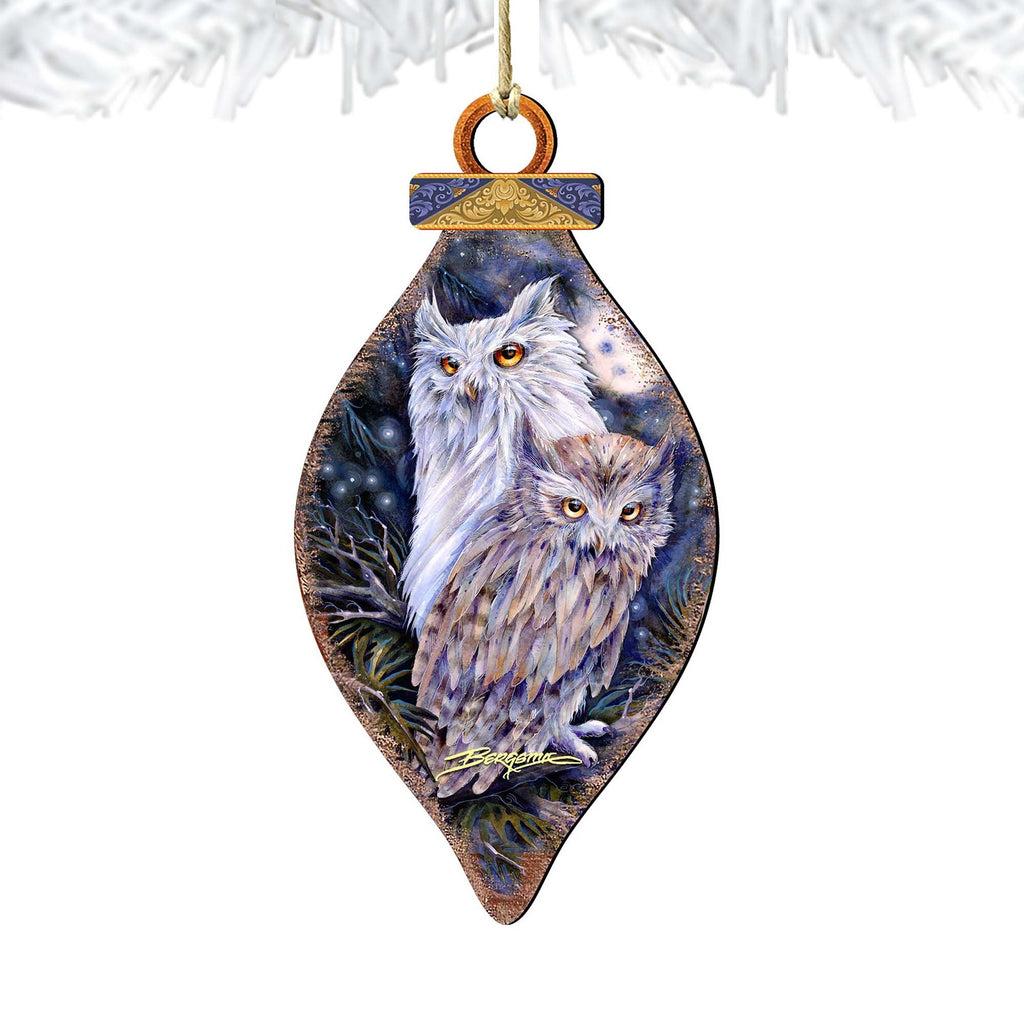 Night Watch Owls Wooden Ornaments by J. Bergsma - Wildlife Holiday Decor - 8591902-JB