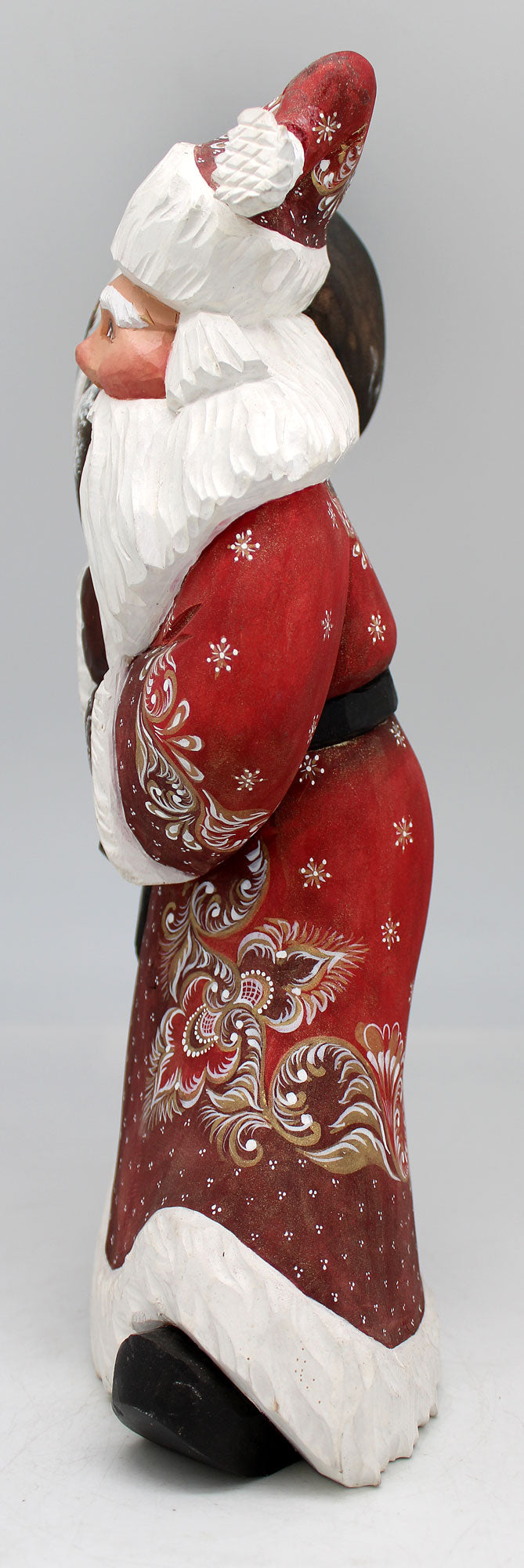 One-of-a-Kind Santa with Bag WOODCARVED Hand Painted Handpainted Figurine 12