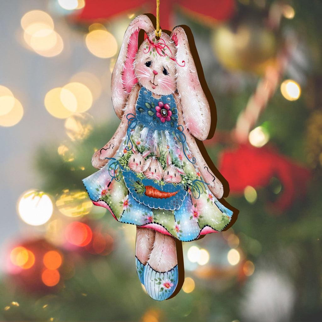 Pocketful of Bunnies Wooden Ornaments by Jamie Mills-Price - Easter Spring Decor - 8457705-MP