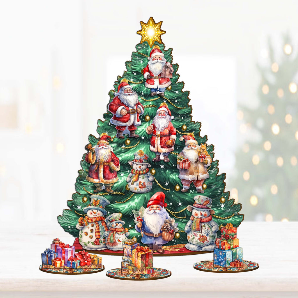 Santa Claus Christmas Tree Eco Wood Set by G.DeBrekht Christmas Decor - 8091516