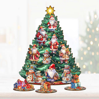 Santa Claus Christmas Tree Eco Wood Set by G.DeBrekht Christmas Decor - 8091516