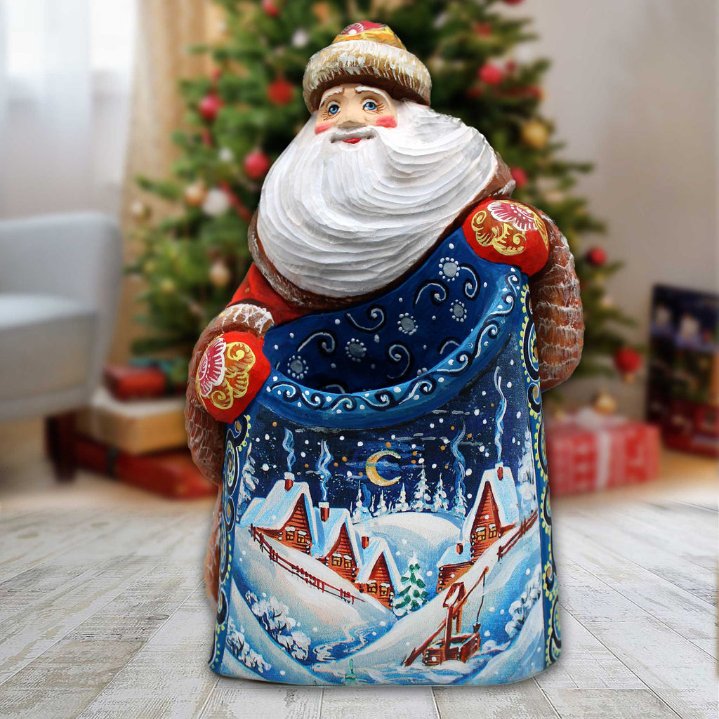 Christmas Night Santa Hand-Painted WOODCARVED Masterpiece Figurine by G. DeBrekht - Christmas Decor - 8203024 *** PRE-ORDER - Handmade Just for You! ***