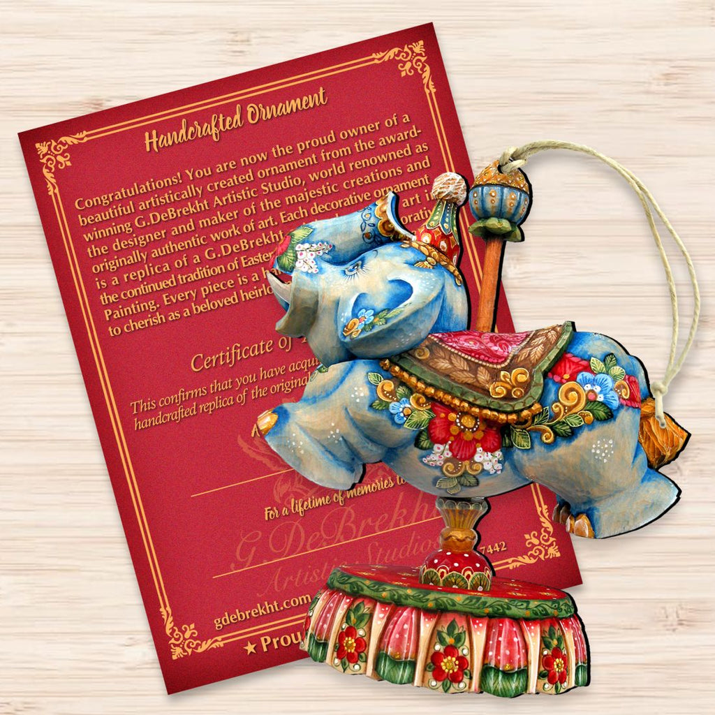 Carousel Elephant Wooden Ornaments by G. DeBrekht - Carousel Holiday Decor - 8114043