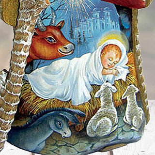 Peaceful Devotional Santa Hand-Painted WOODCARVED Figurine by G.DeBrekht - Nativity Holiday Decor - 243012