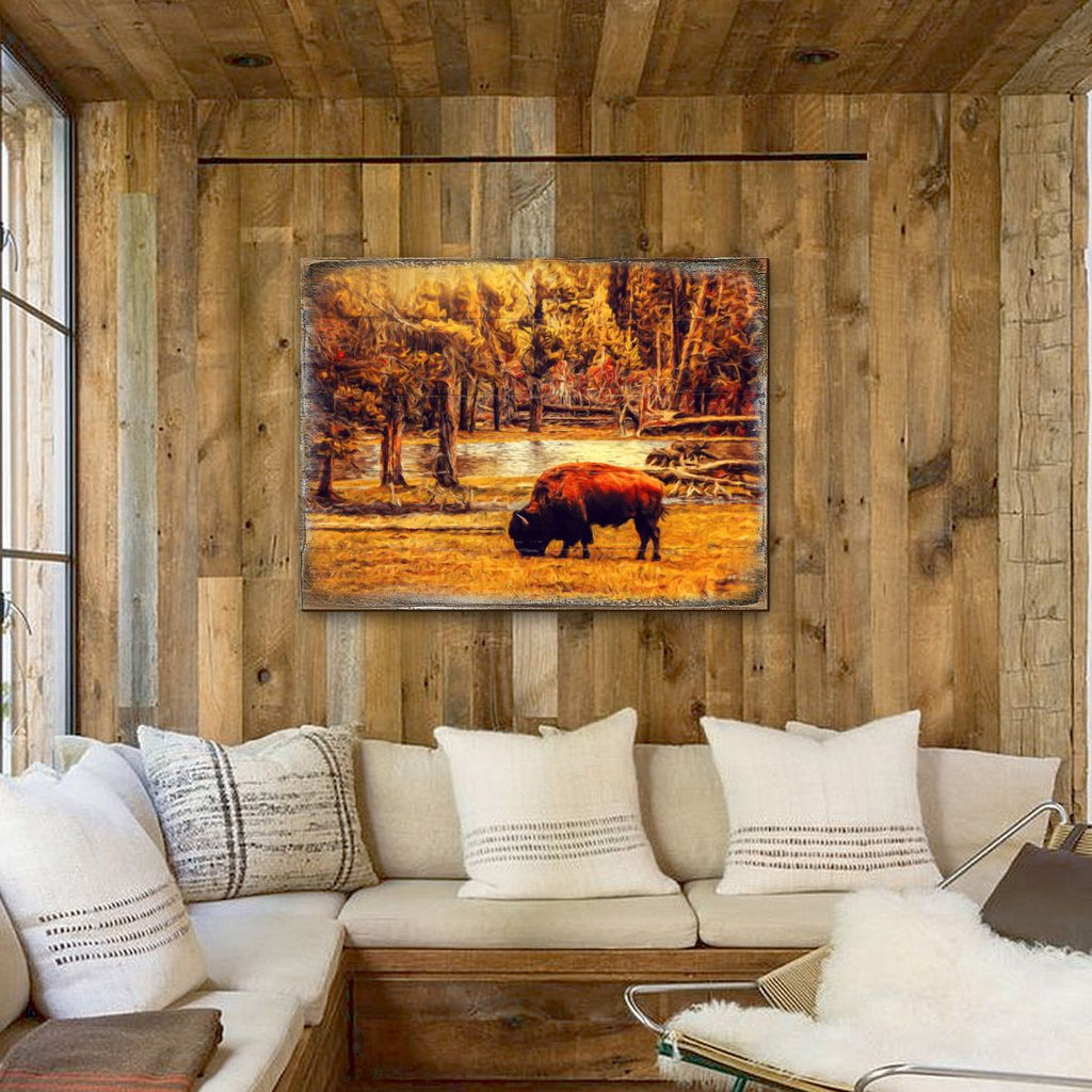 Bison Art Wooden Wall Art by Nature Wonders - Nature Wildlife Decor - 95293B