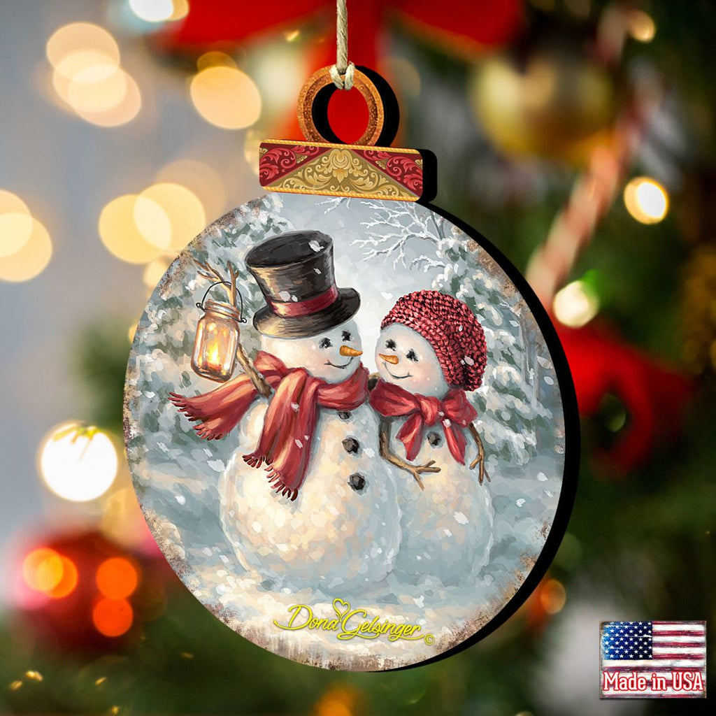 Snow Much in Love Couple Wooden Ornaments by Gelsinger - Christmas Santa Snowman Decor - 8021018-1708