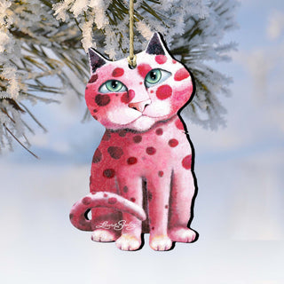 Cherries Jubilee Cat Wooden Ornaments by Laura Seeley - Pets Dog and Cats Decor - 8512065-LS