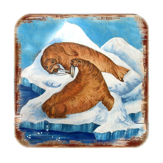 Sea Lions Wooden Cork Coasters Gift Set of 4 by Nature Wonders - Coastal Wildlife Decor - 95377C-S4