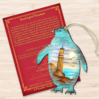 Penguins Wooden Ornaments by G. DeBrekht - Coastal Holiday Decor - 8198542