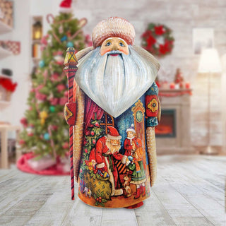Christmas Gift Giving Father Frost Santa Hand-Painted WOODCARVED Figurine by G. DeBrekht - Christmas Decor - 241154 *** PRE-ORDER - Handmade Just for You! ***