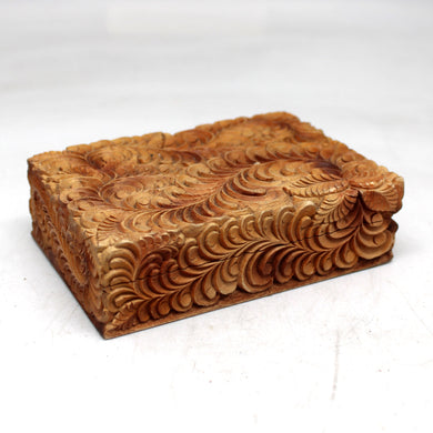 One-of-a-Kind Floral WOODCARVED Jewelry BOX 5x3x1.5 - Handcarved Unique Home Decoration Beautiful Gift Rare Find Collectible, Unique Hand Carved Gift