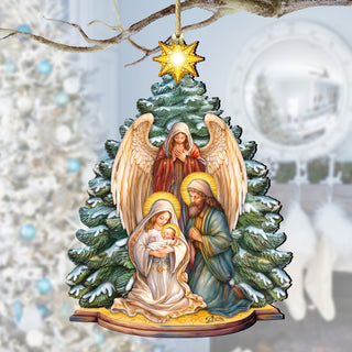 Holy Family Nativity Wooden Ornaments by G. DeBrekht Nativity Holiday Decor - 8611042