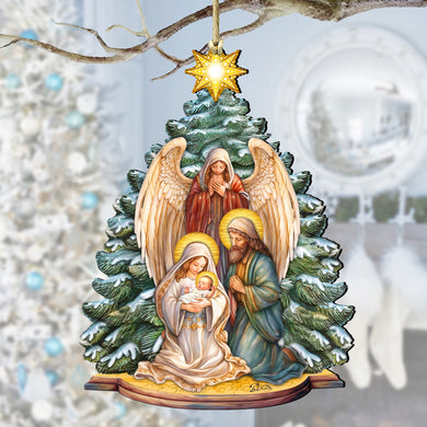 Holy Family Nativity Wooden Ornaments by G. DeBrekht Nativity Holiday Decor - 8611042