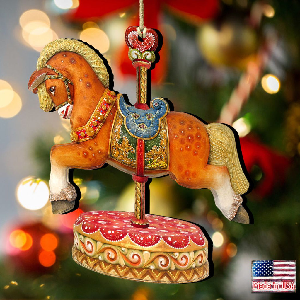 Carousel Horses Wooden Ornaments by G. DeBrekht - Carousel Holiday Decor - 8114041-1