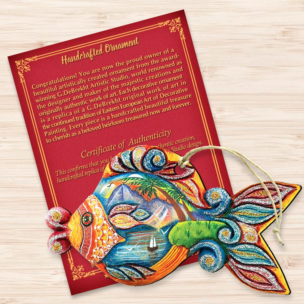 Paradise Fish Christmas Wooden Ornaments by G. DeBrekht - Coastal Holiday Decor - 8126161
