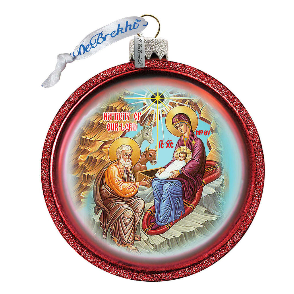 Orthodox Nativity Glass Ornament by G. DeBrekht - Nativity Holiday Decor - 73752