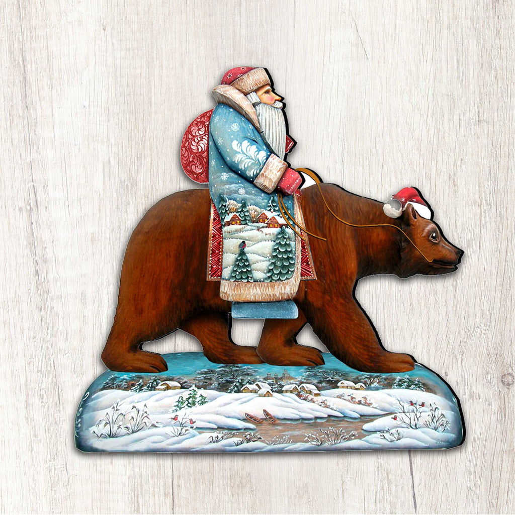 Santa On Grizzly Bear Christmas Door Decor by G. DeBrekht - Christmas Santa Snowman Decor - 8151128H