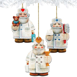 Appreciation Santa Wooden Ornaments Set of 3 by G. DeBrekht - Christmas Santa Snowman Decor - 8100013S3