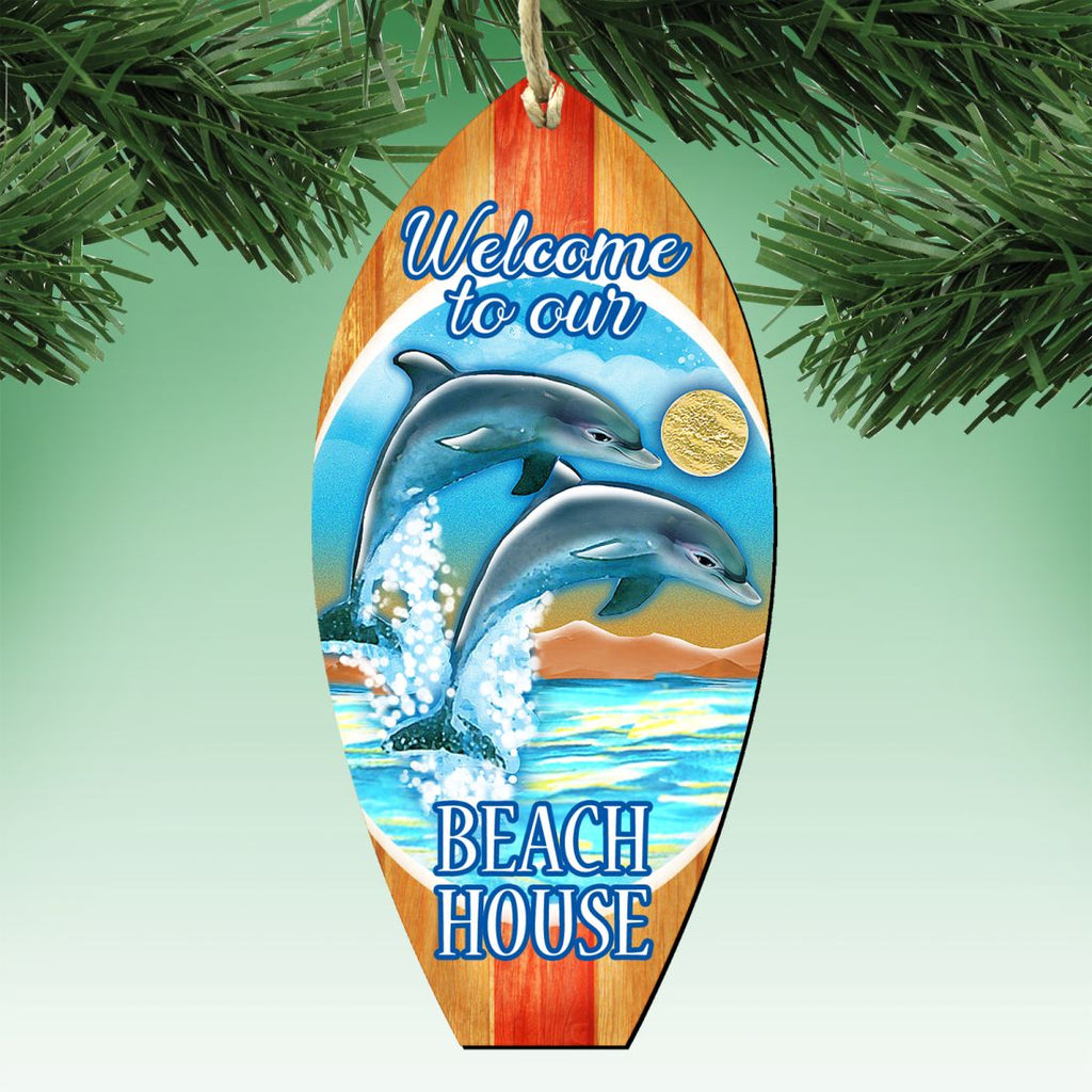 Surfboard Wooden Ornaments - Tree Ornament by G. DeBrekht - Coastal Holiday Decor - 8198522-2