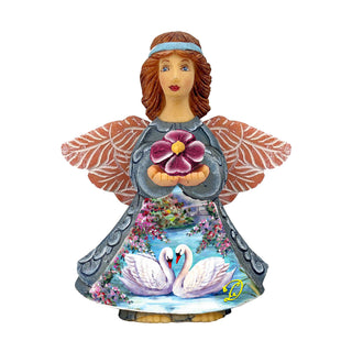 Swans Angel Handcrafted Christmas Figurine - G. DeBrekht - Nativity Holiday Decor - 516658