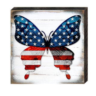 USA Butterfly Patriotic Wall Block - American Patriotic Decor - 8187127B