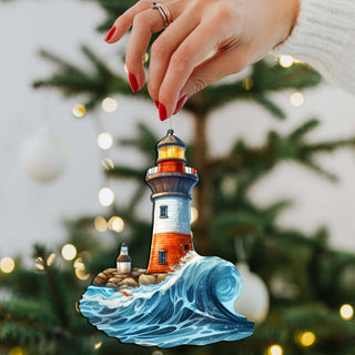 Lighthouse Decorative Eco Wood Ornaments Set of 3 by G. Debrekht - Coastal Decor - 8091022-S3