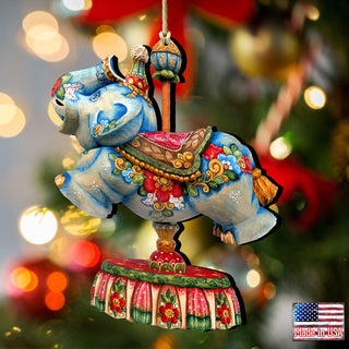 Carousel Elephant Wooden Ornaments by G. DeBrekht - Carousel Holiday Decor - 8114043